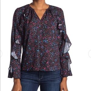 Parker Ruffle Long Sleeve Floral Blouse